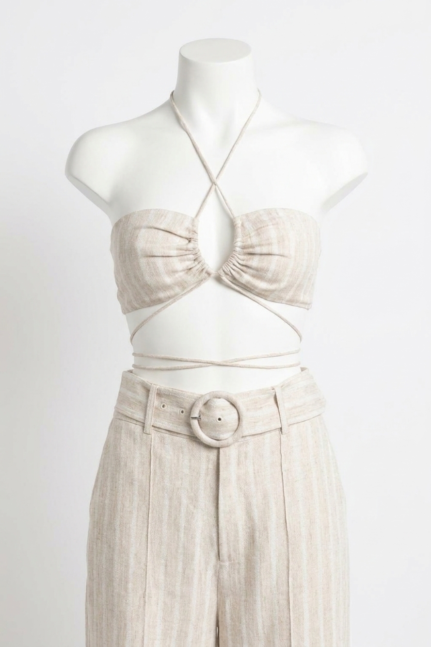 NEW SIGNIFICANT OTHER zola striped halter top in natural